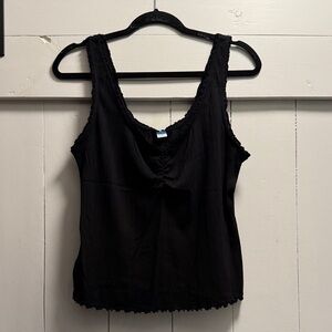 Old Navy Black Camisole Tank Top Scalloped Edges XL